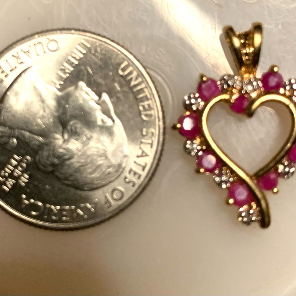 Gold and Pink Heart Pendant - Picture 3 of 3
